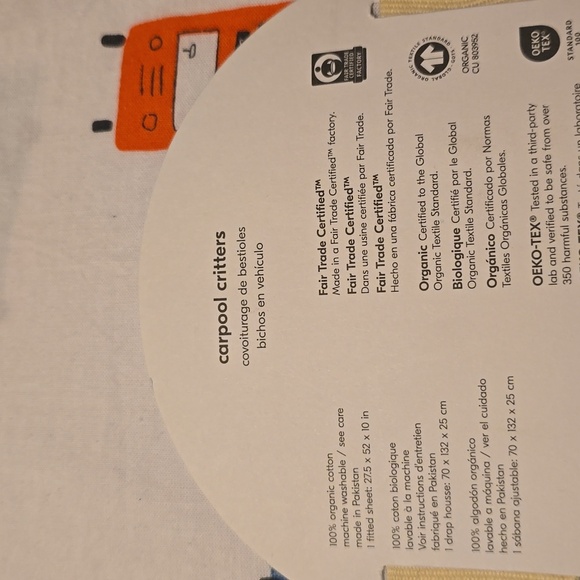 West Elm Kids Organic Carpool Critters Crib Fitted Sheet, Retail Price $45.00US - Picture 12 of 13